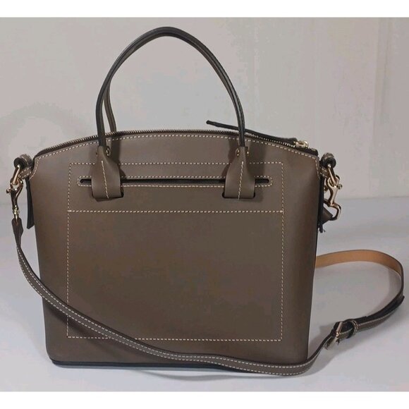 NEW Sales Sample Dooney & Bourke Beacon Domed Satchel BBECN1469 Taupe Brown - Picture 3 of 10